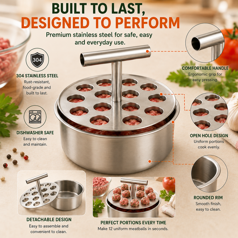 🍝 Stainless Steel Meatball Maker Spoon – Make Perfect Homemade Meatballs Faster---Polarvix®