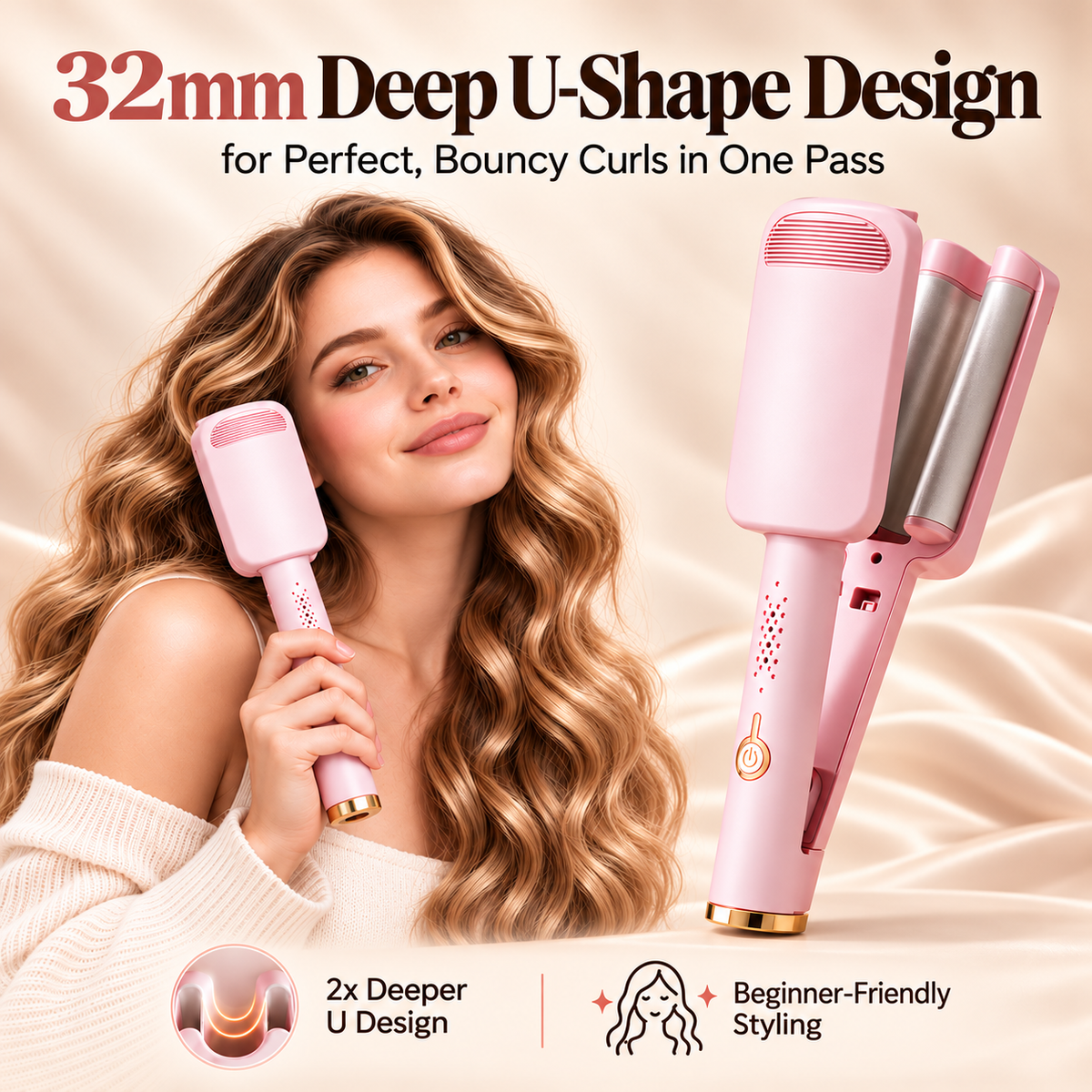 ✨ 💈 LIMITED-TIME ! 💐 Wavy Curling Iron – Effortless Clamp-and-Hold Styling, Save Time on Your Everyday Look