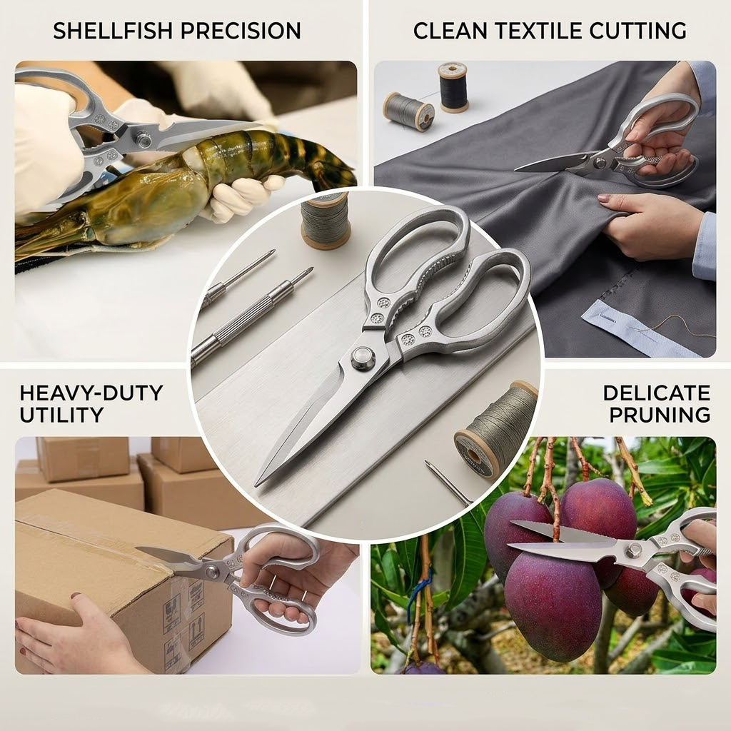 Verotixacosh Heavy Duty Kitchen Shears, Multipurpose Food Scissors with Non-Slip Handle, Dishwasher Safe Kitchen Scissors for Meat, Chicken, Poultry, Fish, and Herbs, Sharp Stainless Steel, 1-Pack