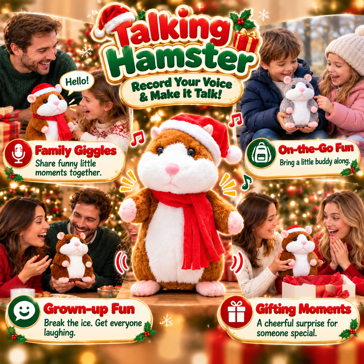 🎁🎄 Talking Hamster Plush – Interactive Learning Toy & Fun Christmas Gift for Kids