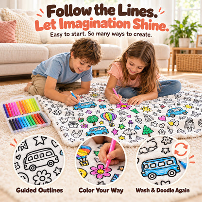 LAST DAY SALE 50% OFF+Free Marker Pen Set!!🎨✨Creative Cozy Coloring Blanket Kit | Creative Arts & Crafts, Ultimate DIY Gift