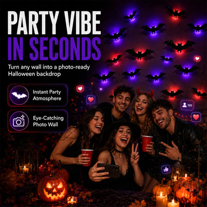 🎃 3D LED Bat Light Halloween Wall Decor🦇🦇 – Polarvix® Glowing Spooky Party Ornaments