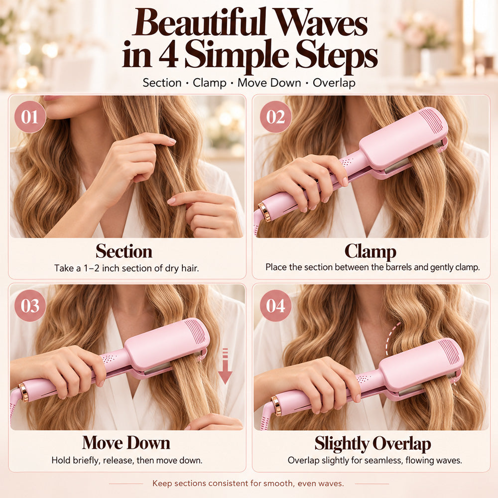 ✨ 💈 LIMITED-TIME ! 💐 Wavy Curling Iron – Effortless Clamp-and-Hold Styling, Save Time on Your Everyday Look