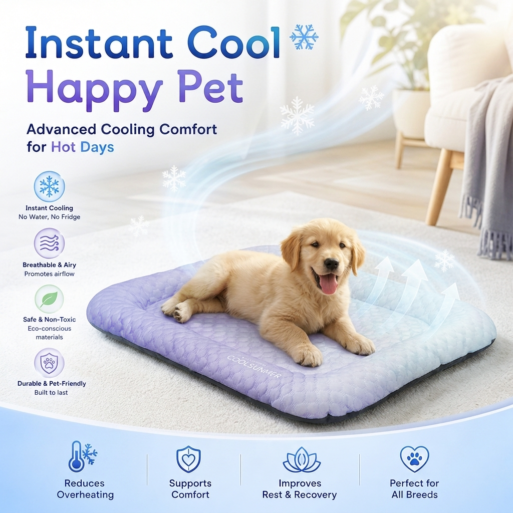 Beat the Heat! ❄️ Cooling Mat for Pets 🐶🐾 | Self Cooling • Breathable • Perfect for Summer--Polarvix®