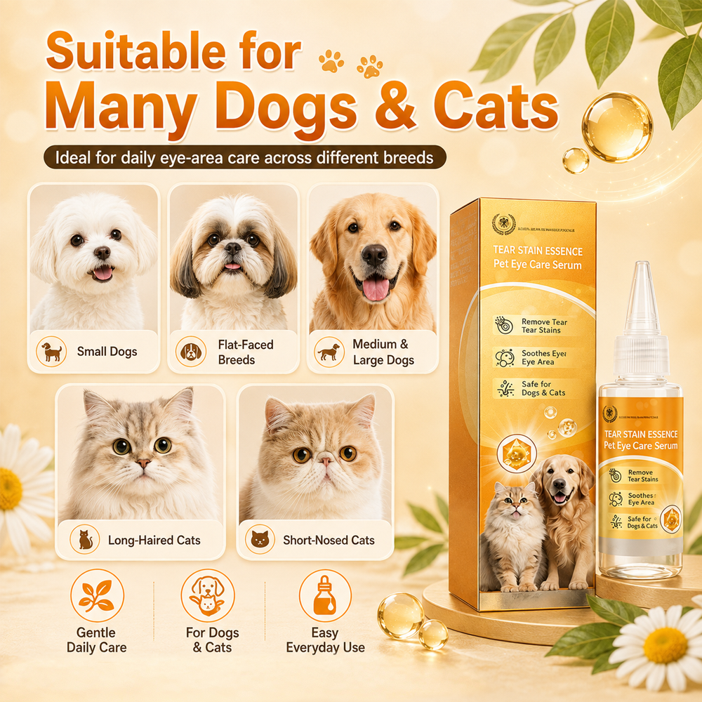 Daily Eye Cleaning--Gentle Pet Eye Stain Remover Drops, Nourishing Soothing Essence for Dogs and Cats Polarvix®