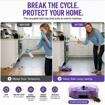 ⏳Time-Limited Special⏰ Reusable Roach Trap – Physical capture, no toxic sprays. One‑way doors, easy to check & clean. Safe for homes with kids & pets! 🏠✨---Polarvix®