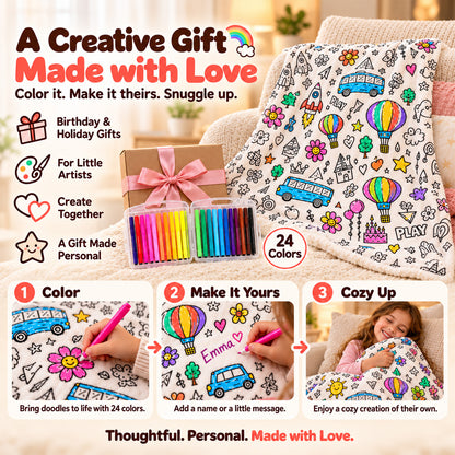 LAST DAY SALE 50% OFF+Free Marker Pen Set!!🎨✨Creative Cozy Coloring Blanket Kit | Creative Arts & Crafts, Ultimate DIY Gift