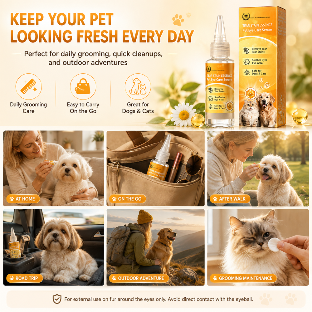 Daily Eye Cleaning--Gentle Pet Eye Stain Remover Drops, Nourishing Soothing Essence for Dogs and Cats Polarvix®