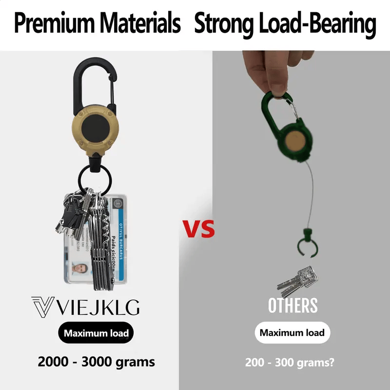 Polarvix® 💥LAST DAY SALE 40%OFF💥🏆Retractable Carabiner Keychain 🎣 – 60cm Steel Cord, Heavy-Duty Badge Reel, Lightweight EDC Tool for Keys, ID & Outdoor Use
