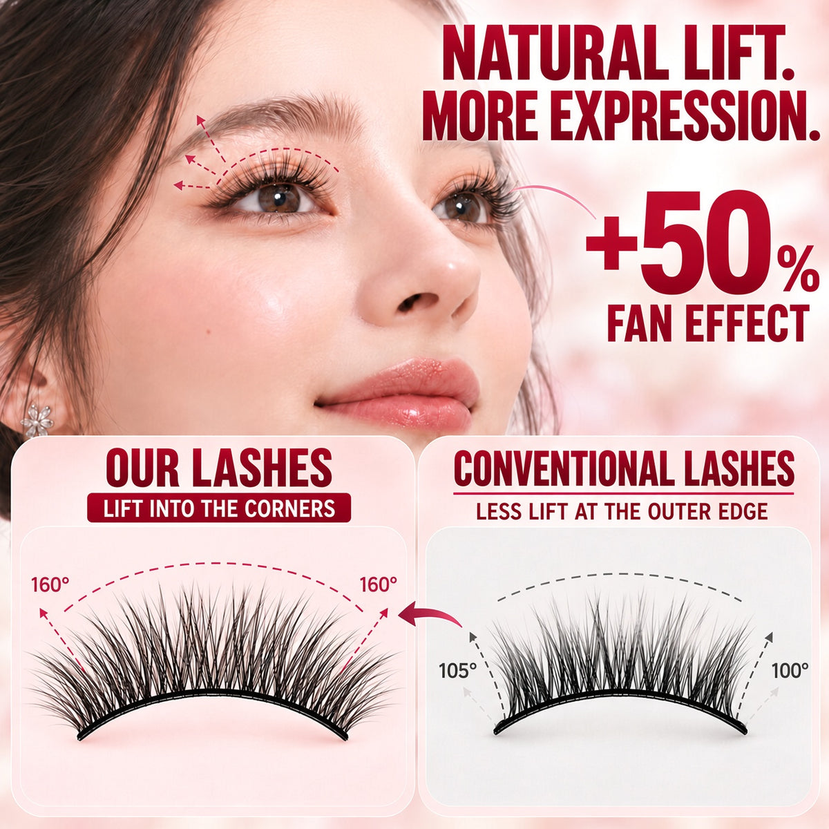 🌺 Self-Stick False Eyelashes – No Glue, 3-Second Application, Natural & Reusable