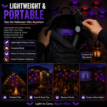🎃 3D LED Bat Light Halloween Wall Decor🦇🦇 – Polarvix® Glowing Spooky Party Ornaments