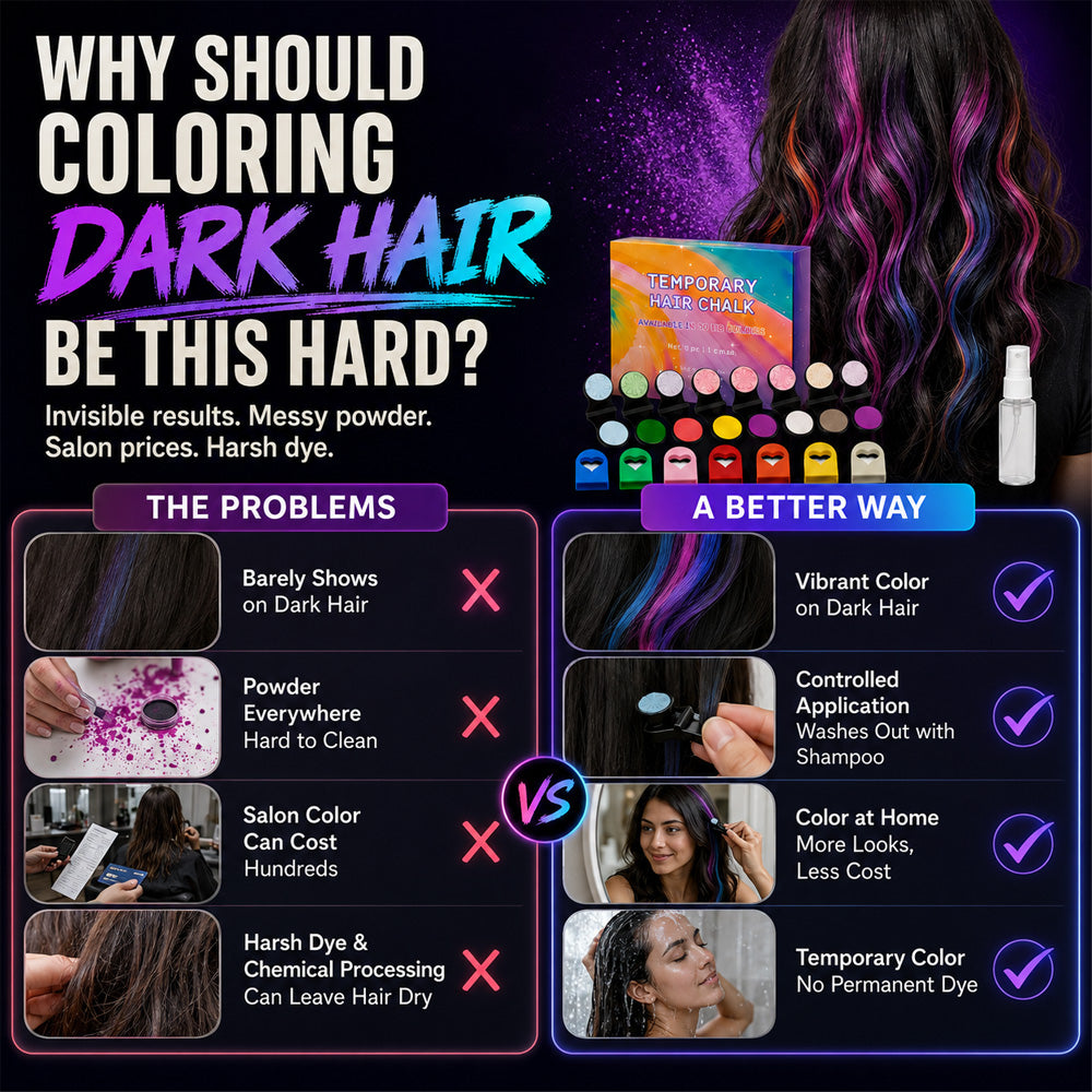 🔥 LIMITED-TIME OFFER – 40% OFF! 🌈 12-Color Temporary Hair Chalk Set for Halloween, Parties & Festivals 🎃---Polarvix®