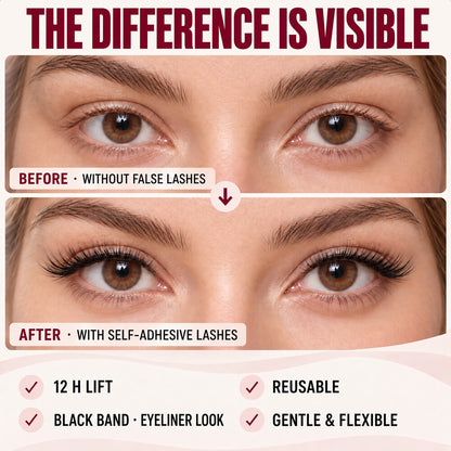 🌺 Self-Stick False Eyelashes – No Glue, 3-Second Application, Natural & Reusable