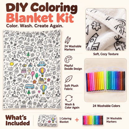 LAST DAY SALE 50% OFF+Free Marker Pen Set!!🎨✨Creative Cozy Coloring Blanket Kit | Creative Arts & Crafts, Ultimate DIY Gift