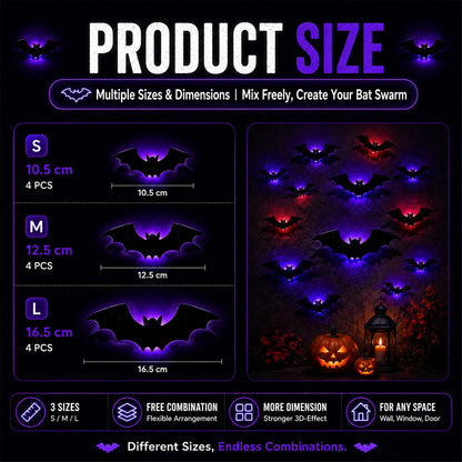 🎃 3D LED Bat Light Halloween Wall Decor🦇🦇 – Polarvix® Glowing Spooky Party Ornaments