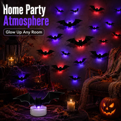 🎃 3D LED Bat Light Halloween Wall Decor🦇🦇 – Polarvix® Glowing Spooky Party Ornaments