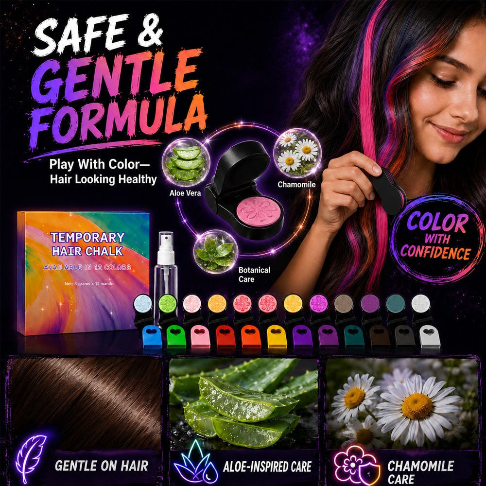 🔥 LIMITED-TIME OFFER – 40% OFF! 🌈 12-Color Temporary Hair Chalk Set for Halloween, Parties & Festivals 🎃---Polarvix®