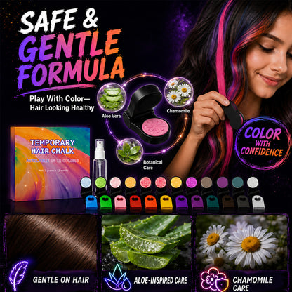 🔥 LIMITED-TIME OFFER – 40% OFF! 🌈 12-Color Temporary Hair Chalk Set for Halloween, Parties & Festivals 🎃---Polarvix®