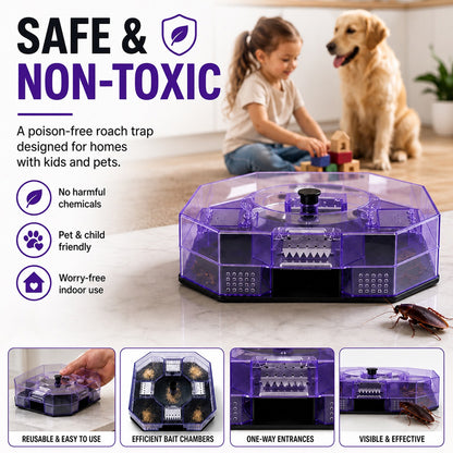 ⏳Time-Limited Special⏰ Reusable Roach Trap – Physical capture, no toxic sprays. One‑way doors, easy to check & clean. Safe for homes with kids & pets! 🏠✨---Polarvix®