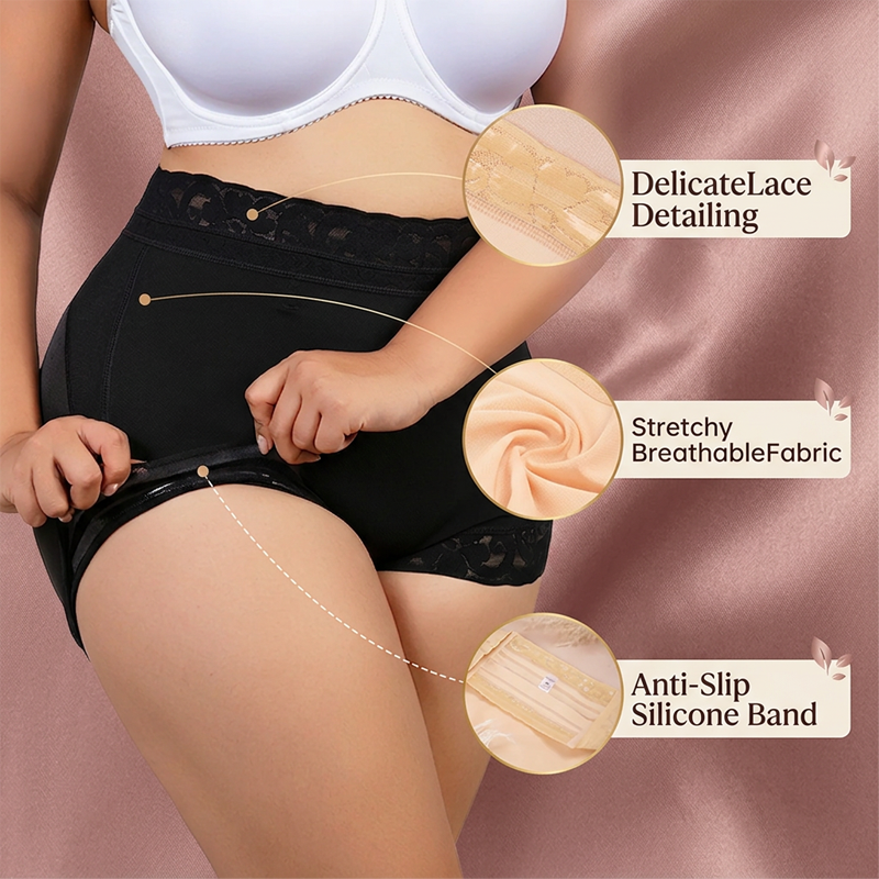 Polarvix® 💖High-Waist Shapewear Briefs – 🌸🌸Flatter Tummy, Lifted Curves, Breathable Lace & All-Day Stay-Put Comfort