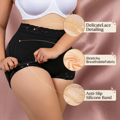 Polarvix® 💖High-Waist Shapewear Briefs – 🌸🌸Flatter Tummy, Lifted Curves, Breathable Lace & All-Day Stay-Put Comfort