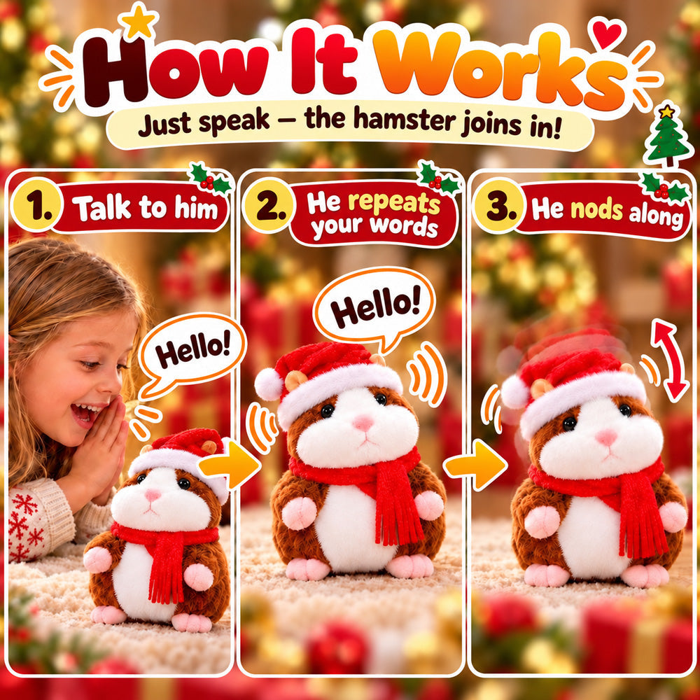 🎁🎄 Talking Hamster Plush – Interactive Learning Toy & Fun Christmas Gift for Kids