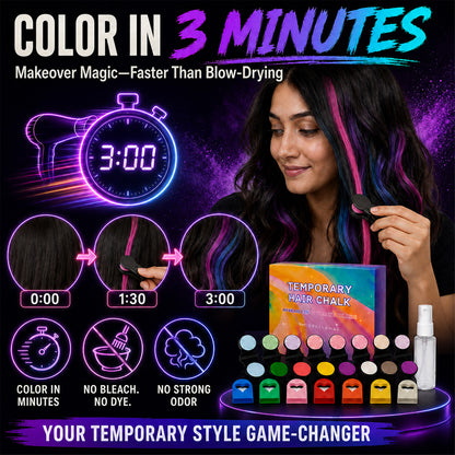 🔥 LIMITED-TIME OFFER – 40% OFF! 🌈 12-Color Temporary Hair Chalk Set for Halloween, Parties & Festivals 🎃---Polarvix®