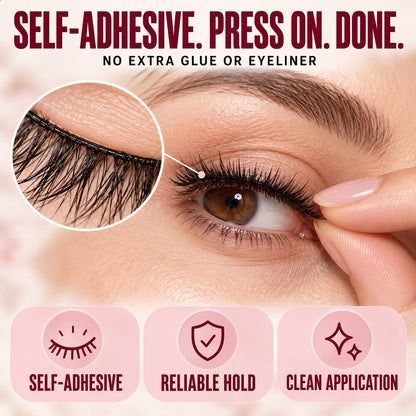 🌺 Self-Stick False Eyelashes – No Glue, 3-Second Application, Natural & Reusable