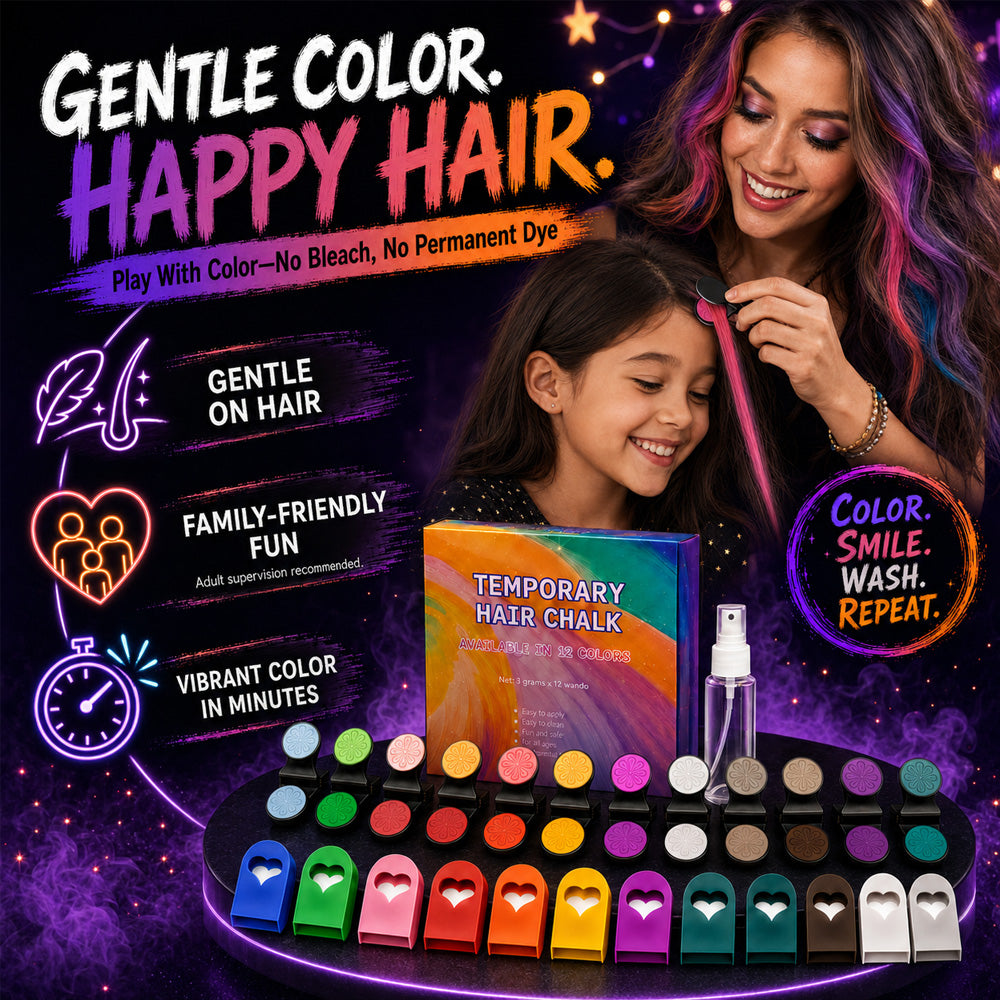 🔥 LIMITED-TIME OFFER – 40% OFF! 🌈 12-Color Temporary Hair Chalk Set for Halloween, Parties & Festivals 🎃---Polarvix®