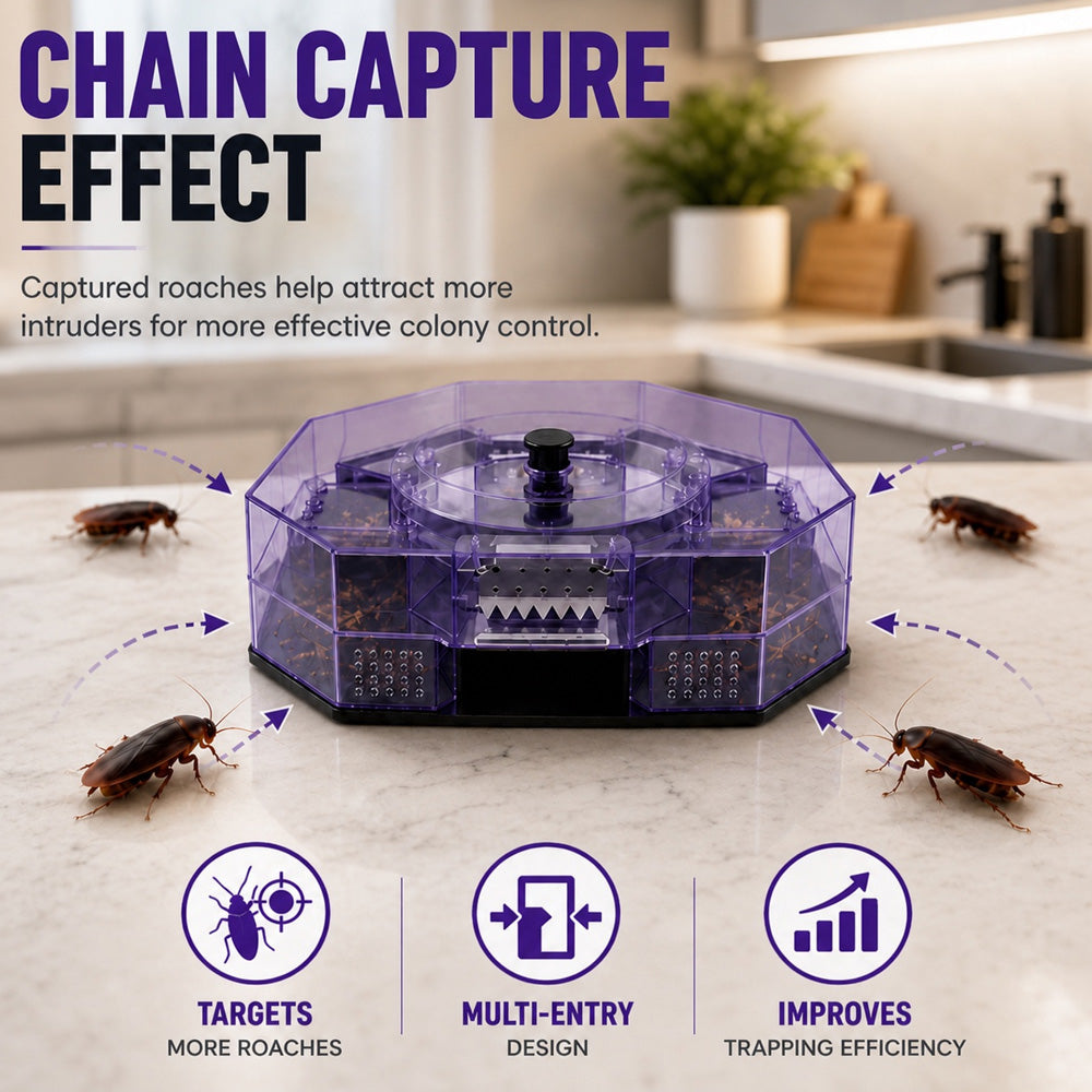 ⏳Time-Limited Special⏰ Reusable Roach Trap – Physical capture, no toxic sprays. One‑way doors, easy to check & clean. Safe for homes with kids & pets! 🏠✨---Polarvix®