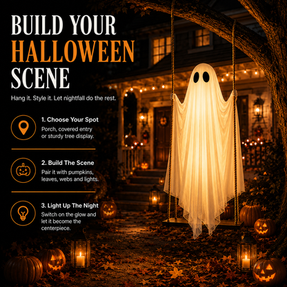 👻 Light-Up Swinging Ghost Halloween Decoration---Polarvix®
