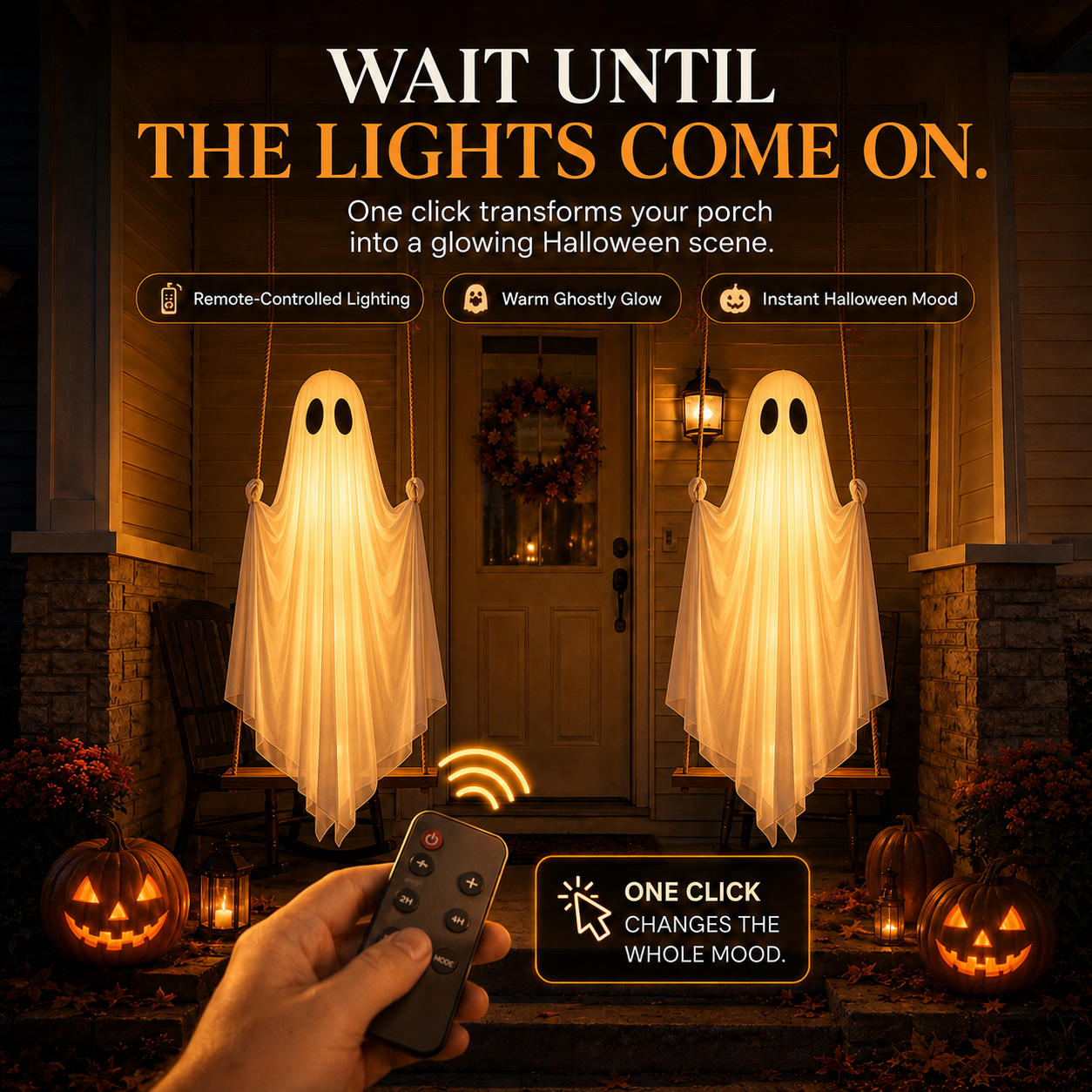 👻 Light-Up Swinging Ghost Halloween Decoration---Polarvix®