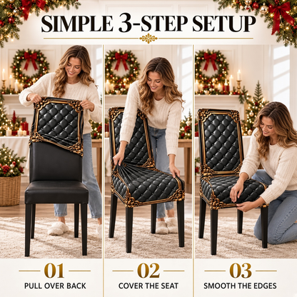 🔥 Buy 1 Get 1 Free! 🪑Baroque Luxury Stretch Dining Chair Slipcover | Gold Pattern Washable Furniture Protector, Refresh & Protect Your Dining Chairs