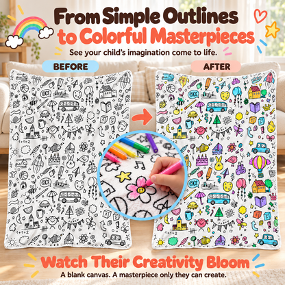LAST DAY SALE 50% OFF+Free Marker Pen Set!!🎨✨Creative Cozy Coloring Blanket Kit | Creative Arts & Crafts, Ultimate DIY Gift