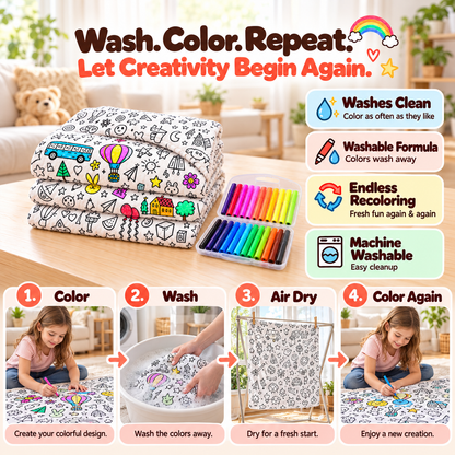 LAST DAY SALE 50% OFF+Free Marker Pen Set!!🎨✨Creative Cozy Coloring Blanket Kit | Creative Arts & Crafts, Ultimate DIY Gift
