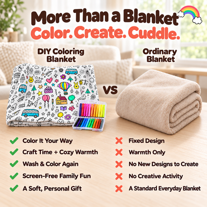 LAST DAY SALE 50% OFF+Free Marker Pen Set!!🎨✨Creative Cozy Coloring Blanket Kit | Creative Arts & Crafts, Ultimate DIY Gift