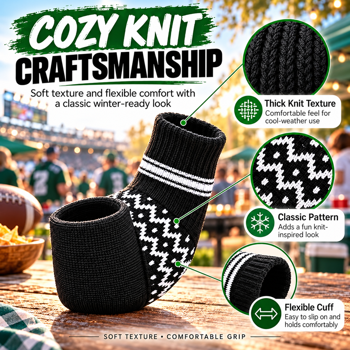 🧤🧤Cozy Knit Drink Mittens – 🥤Hands-Free Wearable Cup Holder for Holiday Parties Winter Gatherings & Outdoor Fun