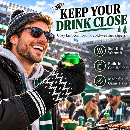 🧤🧤Cozy Knit Drink Mittens – 🥤Hands-Free Wearable Cup Holder for Holiday Parties Winter Gatherings & Outdoor Fun