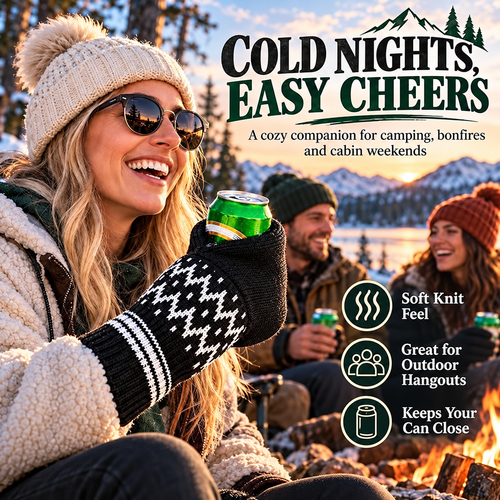 🧤🧤Cozy Knit Drink Mittens – 🥤Hands-Free Wearable Cup Holder for Holiday Parties Winter Gatherings & Outdoor Fun