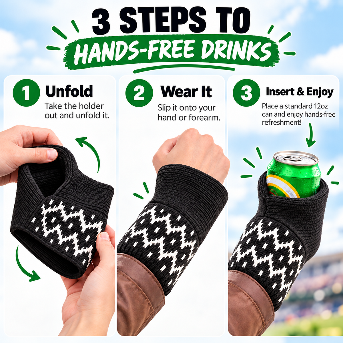 🧤🧤Cozy Knit Drink Mittens – 🥤Hands-Free Wearable Cup Holder for Holiday Parties Winter Gatherings & Outdoor Fun