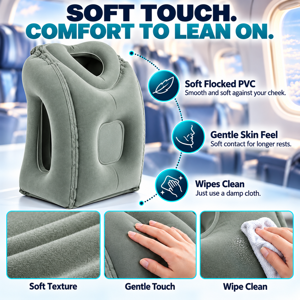 😴 LIMITED-TIME 40% OFF! ✈️ Inflatable Ergonomic Hollow-Cutout Travel Pillow – PVC Flocking, Quick Inflate, With Storage Bag ✨