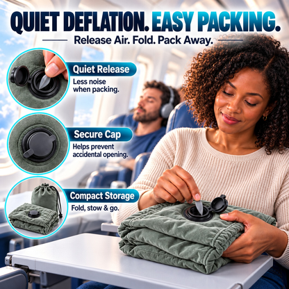 😴 LIMITED-TIME 40% OFF! ✈️ Inflatable Ergonomic Hollow-Cutout Travel Pillow – PVC Flocking, Quick Inflate, With Storage Bag ✨