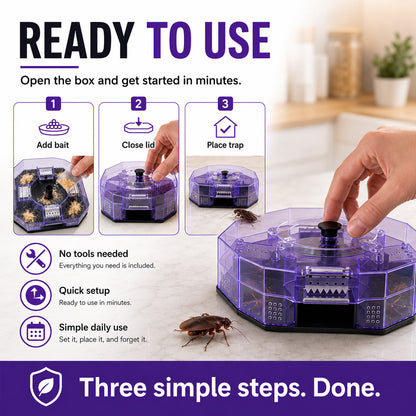 ⏳Time-Limited Special⏰ Reusable Roach Trap – Physical capture, no toxic sprays. One‑way doors, easy to check & clean. Safe for homes with kids & pets! 🏠✨---Polarvix®