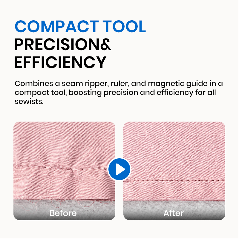 Polarvix® 🧵  🧵Multi-Purpose Sewing Seam Guide & Stitch Ripper – Easy Seam Allowance Measuring and Stitch Removal✂️🪡