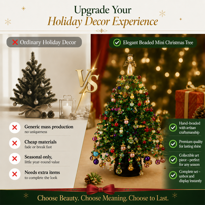 🔥2026 Hot Sale🔥 Elegant Beaded Mini Christmas Tree – Collector's Holiday Decor Set, Tabletop 🎄