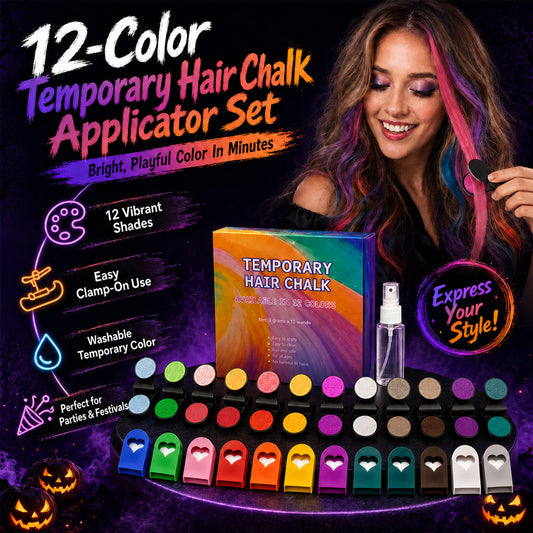 🔥 LIMITED-TIME OFFER – 40% OFF! 🌈 12-Color Temporary Hair Chalk Set for Halloween, Parties & Festivals 🎃---Polarvix®