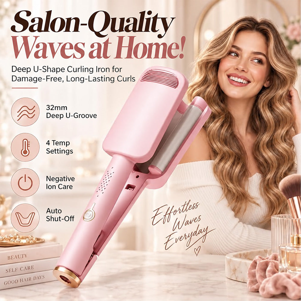✨ 💈 LIMITED-TIME ! 💐 Wavy Curling Iron – Effortless Clamp-and-Hold Styling, Save Time on Your Everyday Look