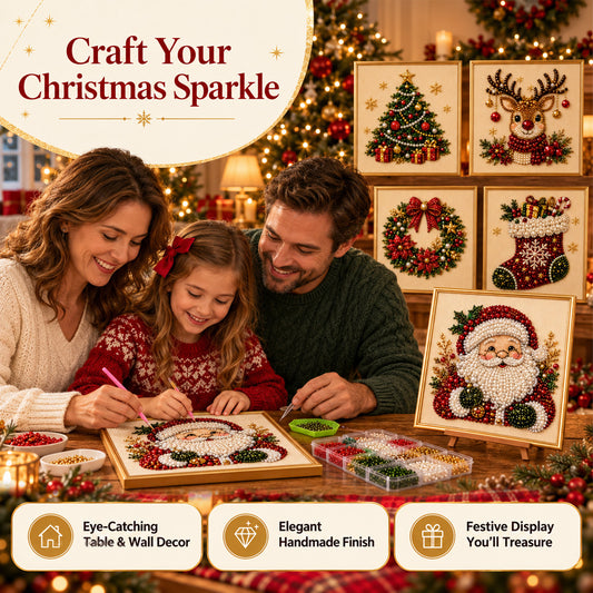 ✨ 3D Christmas Pearl Craft Kit🎅 – Relaxing DIY Holiday Art | All‑In‑One Framed Pearl Diamond Painting for Christmas Decor & Heartwarming Family Gifts