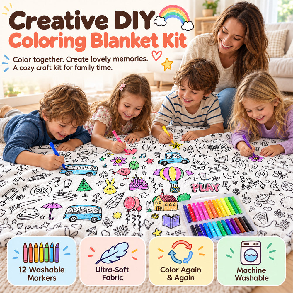 LAST DAY SALE 50% OFF+Free Marker Pen Set!!🎨✨Creative Cozy Coloring Blanket Kit | Creative Arts & Crafts, Ultimate DIY Gift