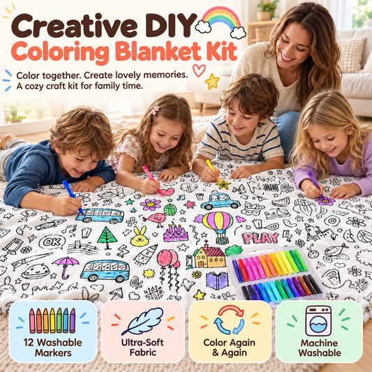 LAST DAY SALE 50% OFF+Free Marker Pen Set!!🎨✨Creative Cozy Coloring Blanket Kit | Creative Arts & Crafts, Ultimate DIY Gift
